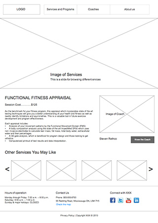 Wireframe of Fit gym