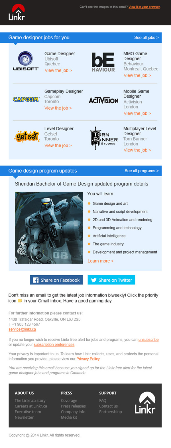 Newsletter design of Linkr